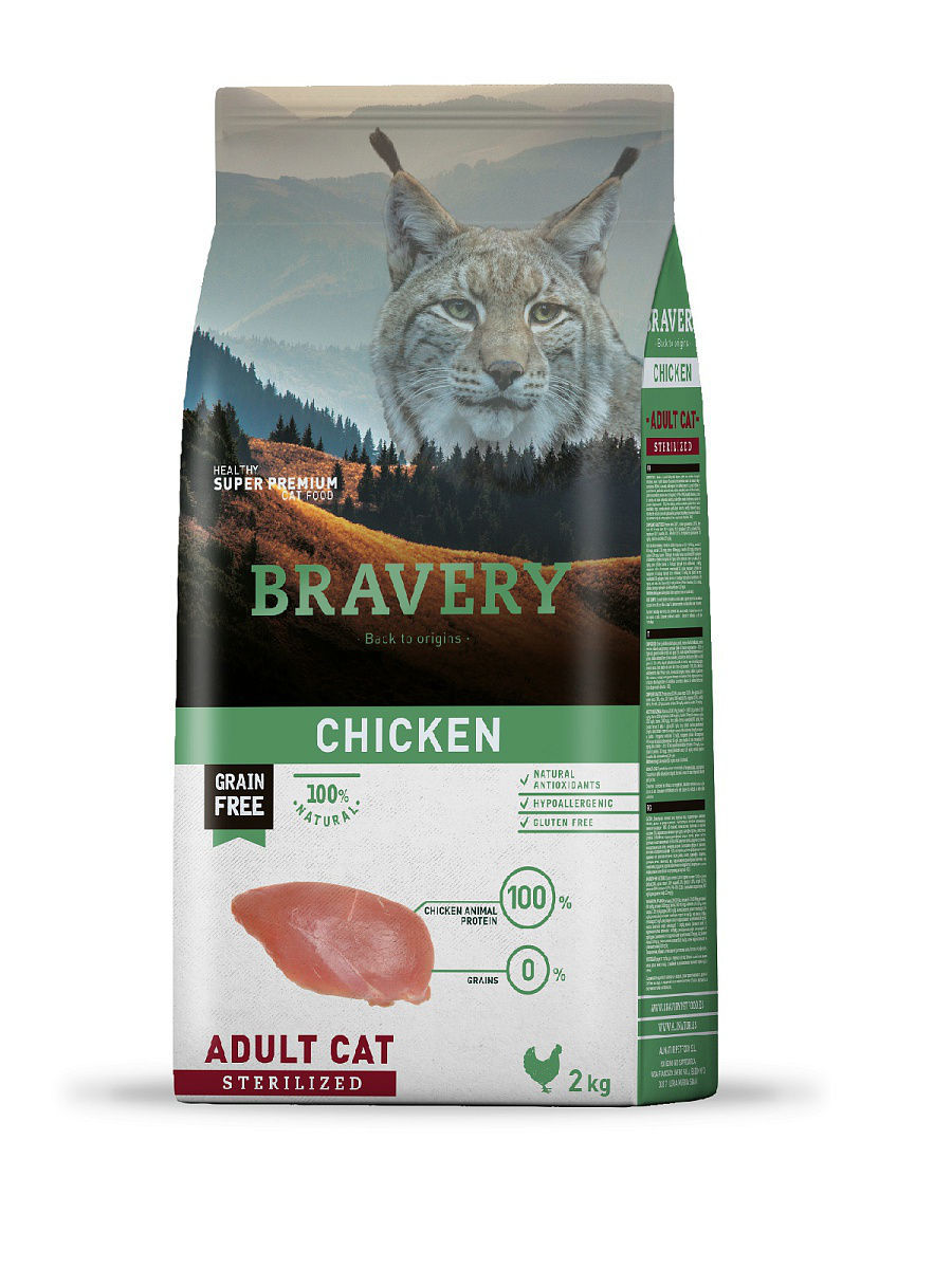 Корм BRAVERY с курицей для стерилизованных кошек :: zookorm.kz